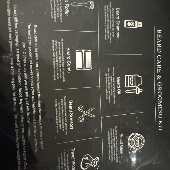 Men's beard kit with beard wash, oil, balm, comb, scissors, roller & travel bag - Picture 2 of 3